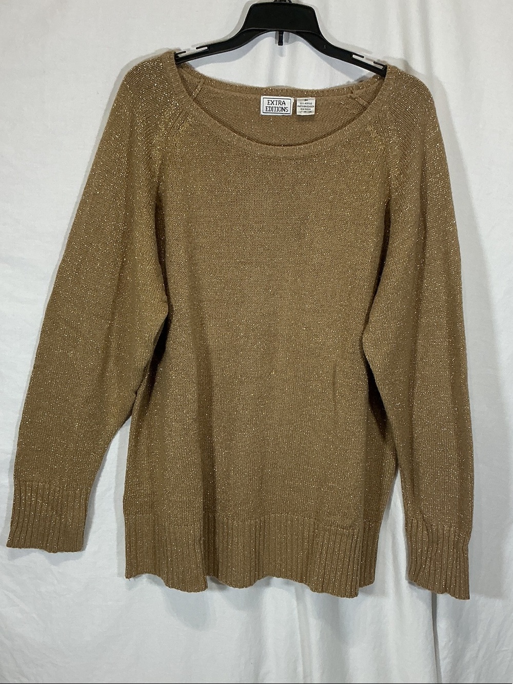 🌼Vintage🌼 Metallic Scoop-Neck Sweater in Camel Tan